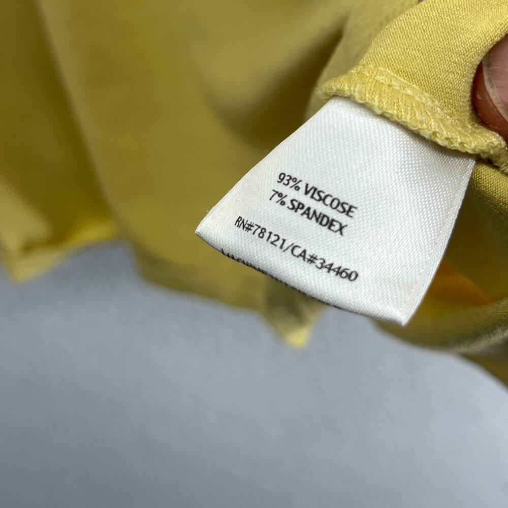 EILEEN FISHER Top S Viscose Stretch Jersey Tunic Ruched V-Neck 3/4 Sleeve Yellow - Picture 8 of 11
